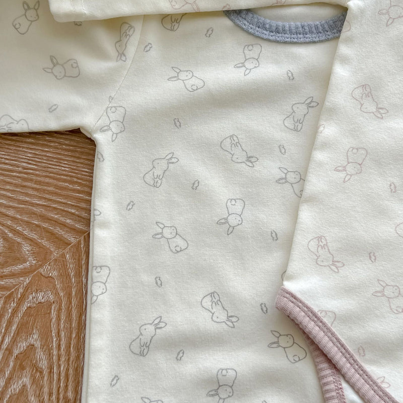 Baby Cute Bunny Graphic Long Sleeves Soft Cotton Bodysuit & Hat, MyKids-USA®, Baby One-Pieces, MyKids-USA / Baby Bunny Graphic Long Sleeve Cotton Bodysuit & Hat MyKids-USA 