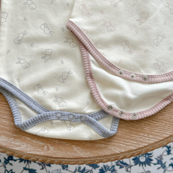 Baby Cute Bunny Graphic Long Sleeves Soft Cotton Bodysuit & Hat, MyKids-USA®, Baby One-Pieces, MyKids-USA / Baby Bunny Graphic Long Sleeve Cotton Bodysuit & Hat MyKids-USA 