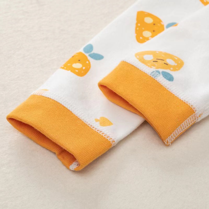 Baby Cartoon Pattern Button Front Design Long Sleeves Cotton Romper, MyKids-USA®, Baby & Toddler Sleepwear, MyKids-USA / Baby Cartoon Print Button-Front Long Sleeve Cotton Romper MyKids-USA