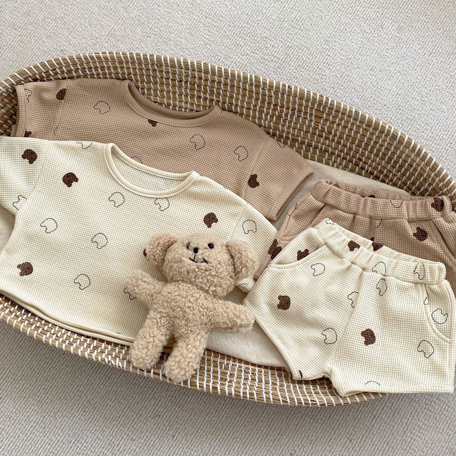 Baby Cartoon Print Waffle Knit Clothing Set Shirt MyKids-USA