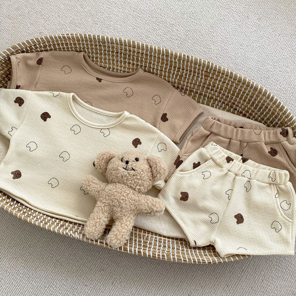 Baby Cartoon Print Waffle Knit Clothing Set Shirt MyKids-USA