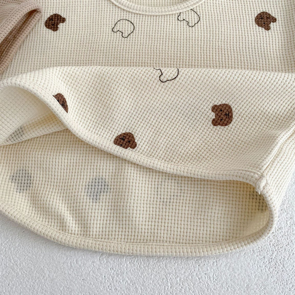 Baby Cartoon Print Waffle Knit Clothing Set Shirt MyKids-USA