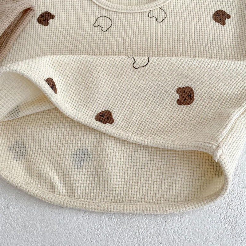 Baby Cartoon Print Waffle Knit Clothing Set Shirt MyKids-USA