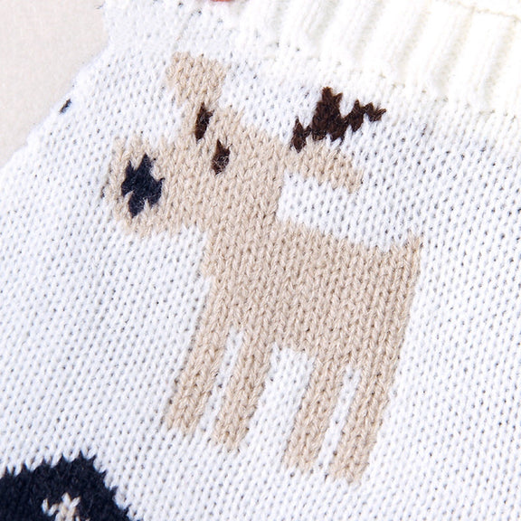 Baby Christmas Elk Pattern Srappy Design Sweater Rompers, MyKids-USA®, Baby One-Pieces, MyKids-USA / Baby Christmas Elk Strappy Sweater Romper MyKids-USA