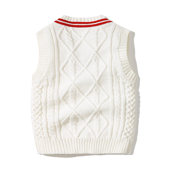 Baby Crochet Knitting Pattern Striped V-Neck Design College Style Sleeveless Vest Sweater, MyKids-USA®, Baby & Toddler Outerwear, MyKids-USA / Baby Crochet Striped V-Neck Sleeveless Vest Sweater MyKids-USA
