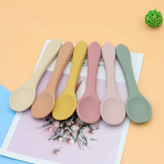 Baby Food Grade Complementary Food Training Silicone Spoon Fork Sets, MyKids-USA®, Spoon and Fork, MyKids-USA / Baby Food Grade Complementary Food Training Silicone Spoon Fork Sets MyKids USA