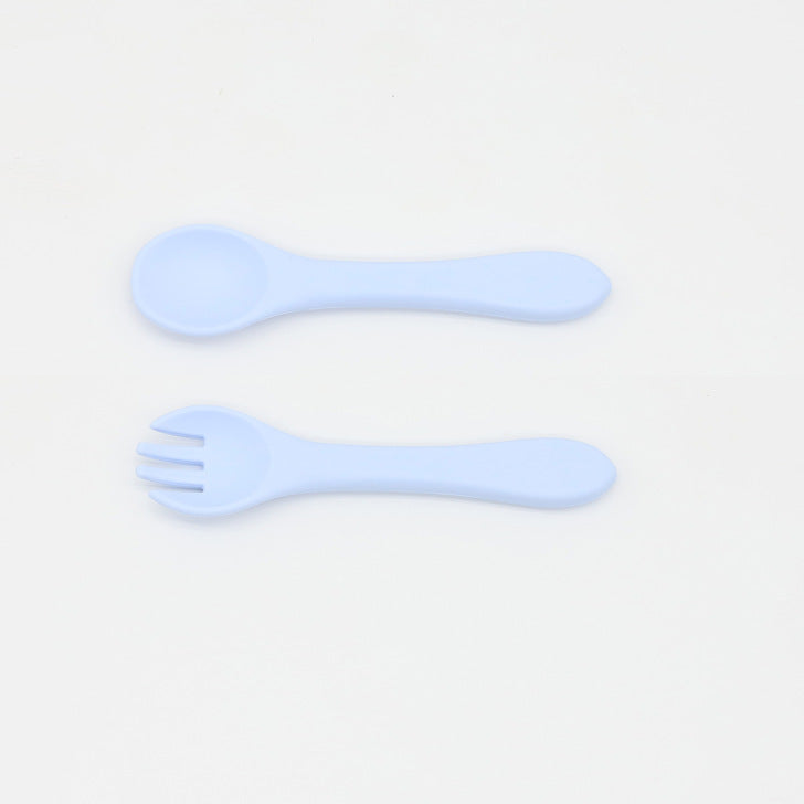 Baby Food Grade Complementary Food Training Silicone Spoon Fork Sets, MyKids-USA®, Spoon and Fork, MyKids-USA - Size/Age - Average Size (0-8Y) - Color - Blue / Baby Food Grade Complementary Food Training Silicone Spoon Fork Sets MyKids USA 