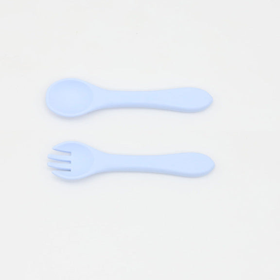 Baby Food Grade Complementary Food Training Silicone Spoon Fork Sets, MyKids-USA®, Spoon and Fork, MyKids-USA - Size/Age - Average Size (0-8Y) - Color - Blue / Baby Food Grade Complementary Food Training Silicone Spoon Fork Sets MyKids USA 
