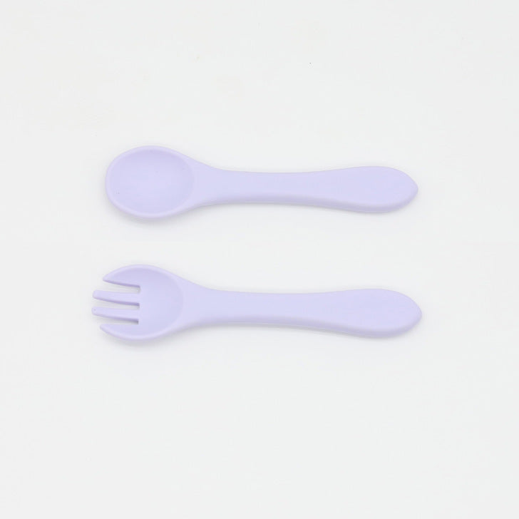 Baby Food Grade Complementary Food Training Silicone Spoon Fork Sets, MyKids-USA®, Spoon and Fork, MyKids-USA - Size/Age - Average Size (0-8Y) - Color - Purple /Baby Food Grade Complementary Food Training Silicone Spoon Fork Sets MyKids USA