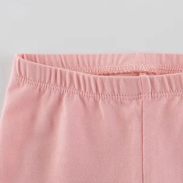 Baby Girl Cartoon Animal Graphic Solid Color Elastic Trousers MyKids-USA