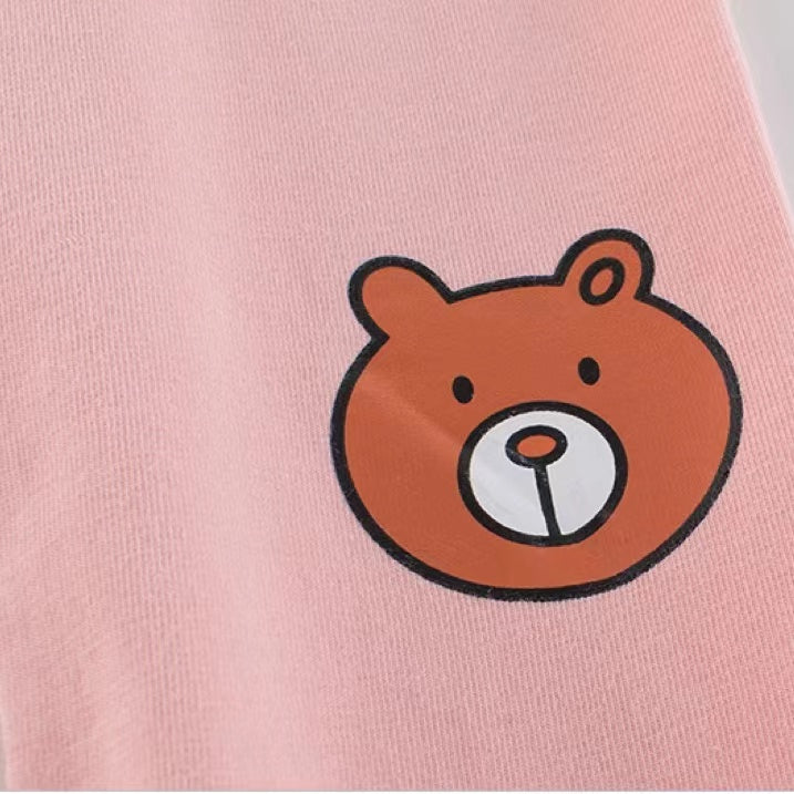 Baby Girl Cartoon Animal Graphic Solid Color Elastic Trousers MyKids-USA