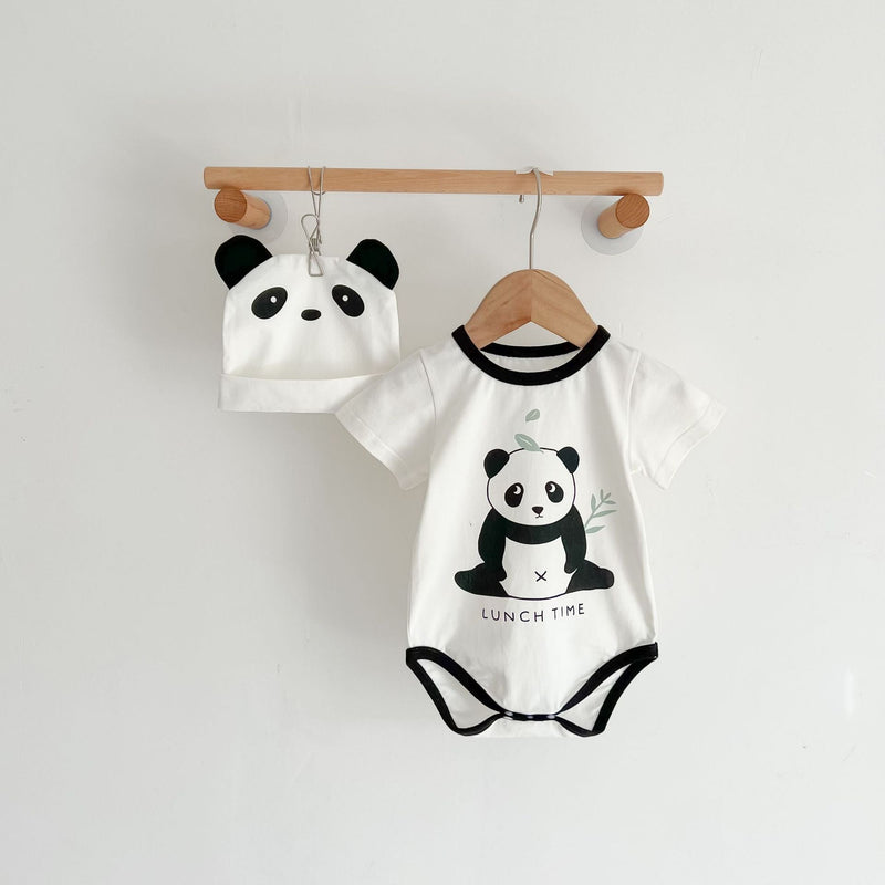 Baby Girl Cartoon Animal Print Round Collar Short-Sleeved Onesies, MyKids-USA®, Baby & Toddler Outerwear, MyKids-USA - Size/Age - 66 (3-6M) - Color - White / Baby Girl Cartoon Animal Print Short-Sleeve Onesie MyKids-USA