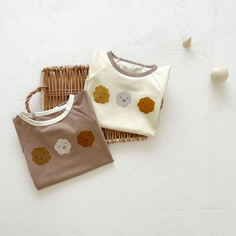 Baby Girl Cute Smile Face Print Short-Sleeved Round Collar Simpfy Onesies, MyKids-USA®, Baby & Toddler Outfits, MyKids-USA / Baby Girl Cute Smile Face Print Short-Sleeved Round Collar Simpfy Onesies MyKids USA