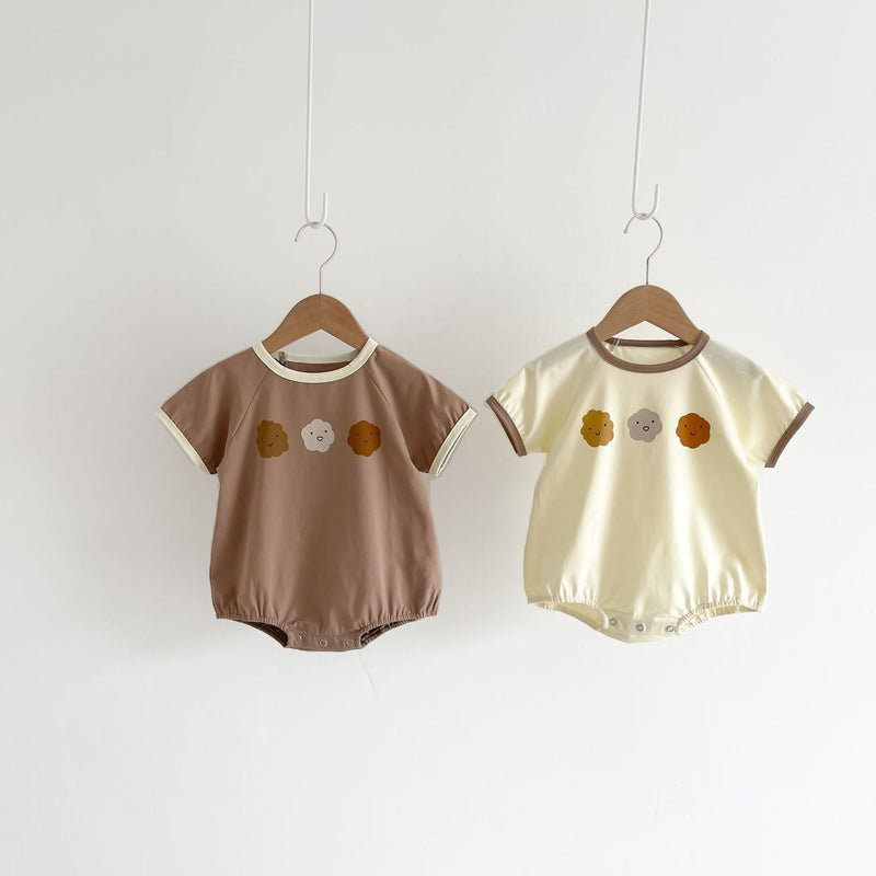 Baby Girl Cute Smile Face Print Short-Sleeved Round Collar Simpfy Onesies, MyKids-USA®, Baby & Toddler Outfits, MyKids-USA / Baby Girl Cute Smile Face Print Short-Sleeved Round Collar Simpfy Onesies MyKids USA