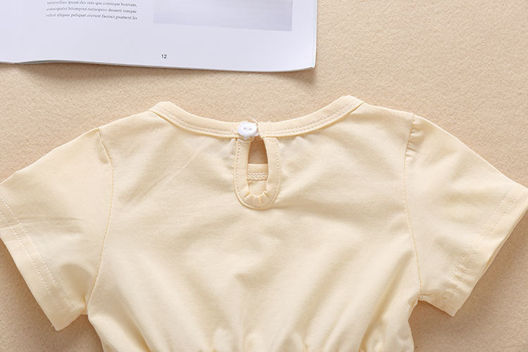 Baby Girl Embroidery Daisy Short-Sleeved Round Collar Dress, MyKids-USA®, Baby & Toddler Outfits, MyKids-USA / Baby Girl Embroidered Daisy Short-Sleeve Dress MyKids USA