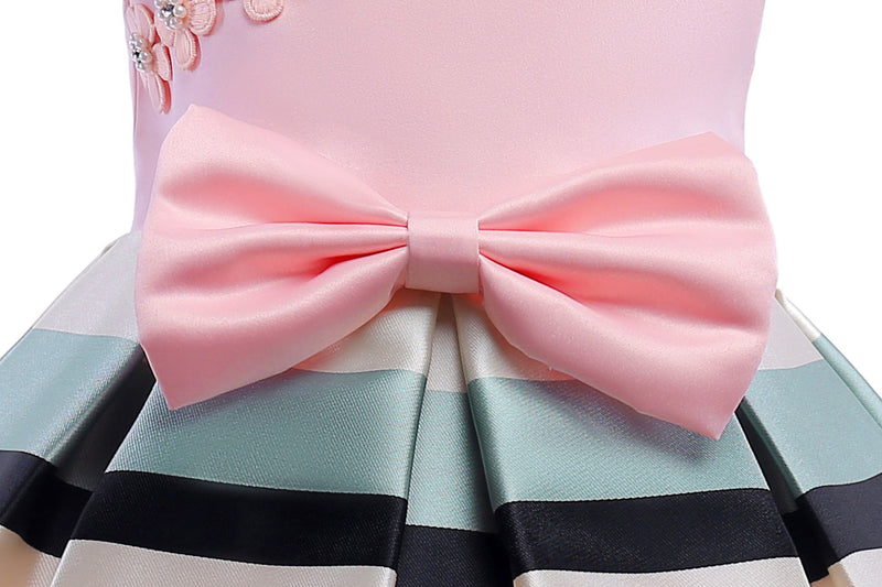 Baby Girl Floral Patched Pattern Striped Tutu Princess Dress One Shoulder Dress, MyKids-USA®, Baby & Toddler Dresses, MyKids-USA / Baby Girl Floral Patched Pattern Striped Tutu Princess Dress One Shoulder Dress MyKids USA