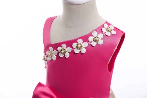 Baby Girl Floral Patched Pattern Striped Tutu Princess Dress One Shoulder Dress, MyKids-USA®, Baby & Toddler Dresses, MyKids-USA / Baby Girl Floral Patched Pattern Striped Tutu Princess Dress One Shoulder Dress MyKids USA