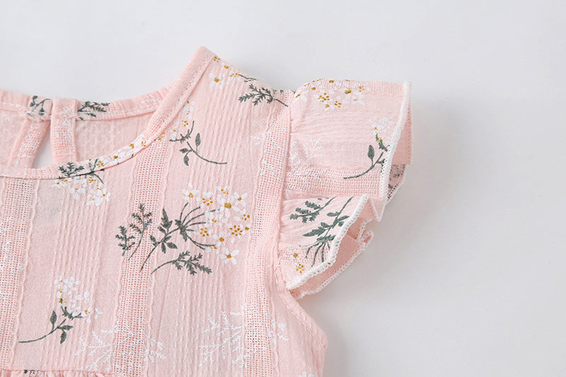 Baby Girl Floral Print Round-Collared Combo Headband, MyKids-USA®, Baby & Toddler Outfits, MyKids-USA / Baby Girl Floral Print Onesie with Round Collar and Headband MyKids-USA