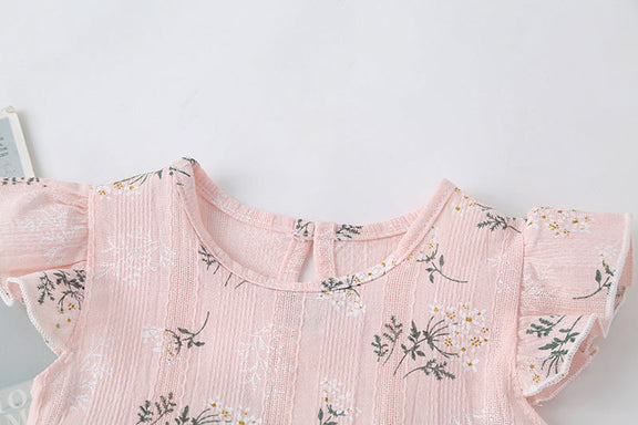 Baby Girl Floral Print Round-Collared Combo Headband, MyKids-USA®, Baby & Toddler Outfits, MyKids-USA / Baby Girl Floral Print Onesie with Round Collar and Headband MyKids-USA