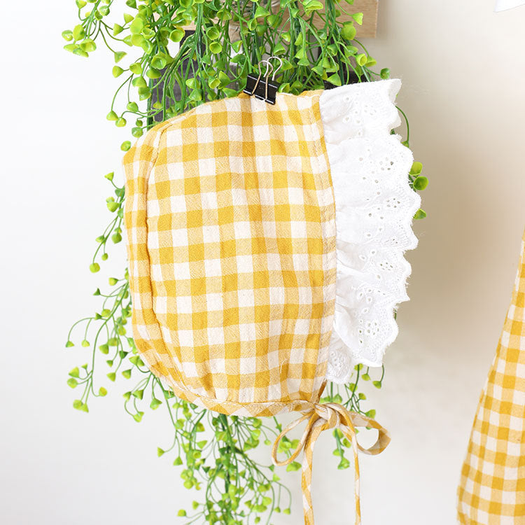 Baby Girl Grid Pattern Ruffles Collar Sleeveless Romper, MyKids-USA®, Baby & Toddler Outfits, MyKids-USA / Baby Girl Grid Pattern Sleeveless Romper with Ruffle Collar MyKids-USA