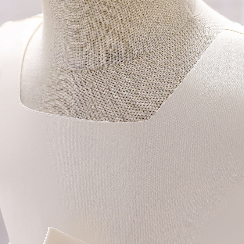 Baby Girl Solid Color Bow Patched Design Sleeveless Western Style Satin Dress, MyKids-USA®, Baby & Toddler Dresses, MyKids-USA / Baby Girl Solid Color Bow Patched Design Sleeveless Western Style Satin Dress MyKids USA