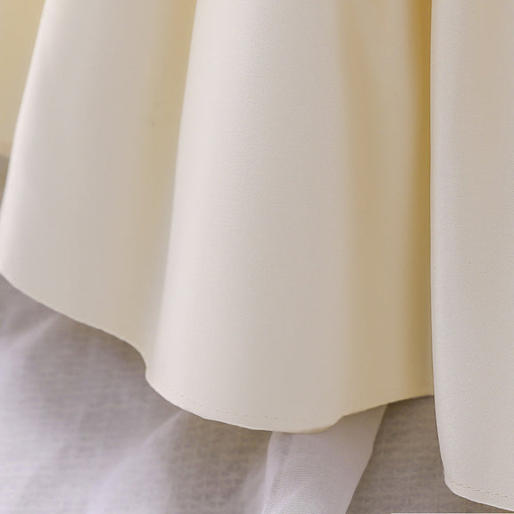 Baby Girl Solid Color Bow Patched Design Sleeveless Western Style Satin Dress, MyKids-USA®, Baby & Toddler Dresses, MyKids-USA / Baby Girl Solid Color Bow Patched Design Sleeveless Western Style Satin Dress MyKids USA