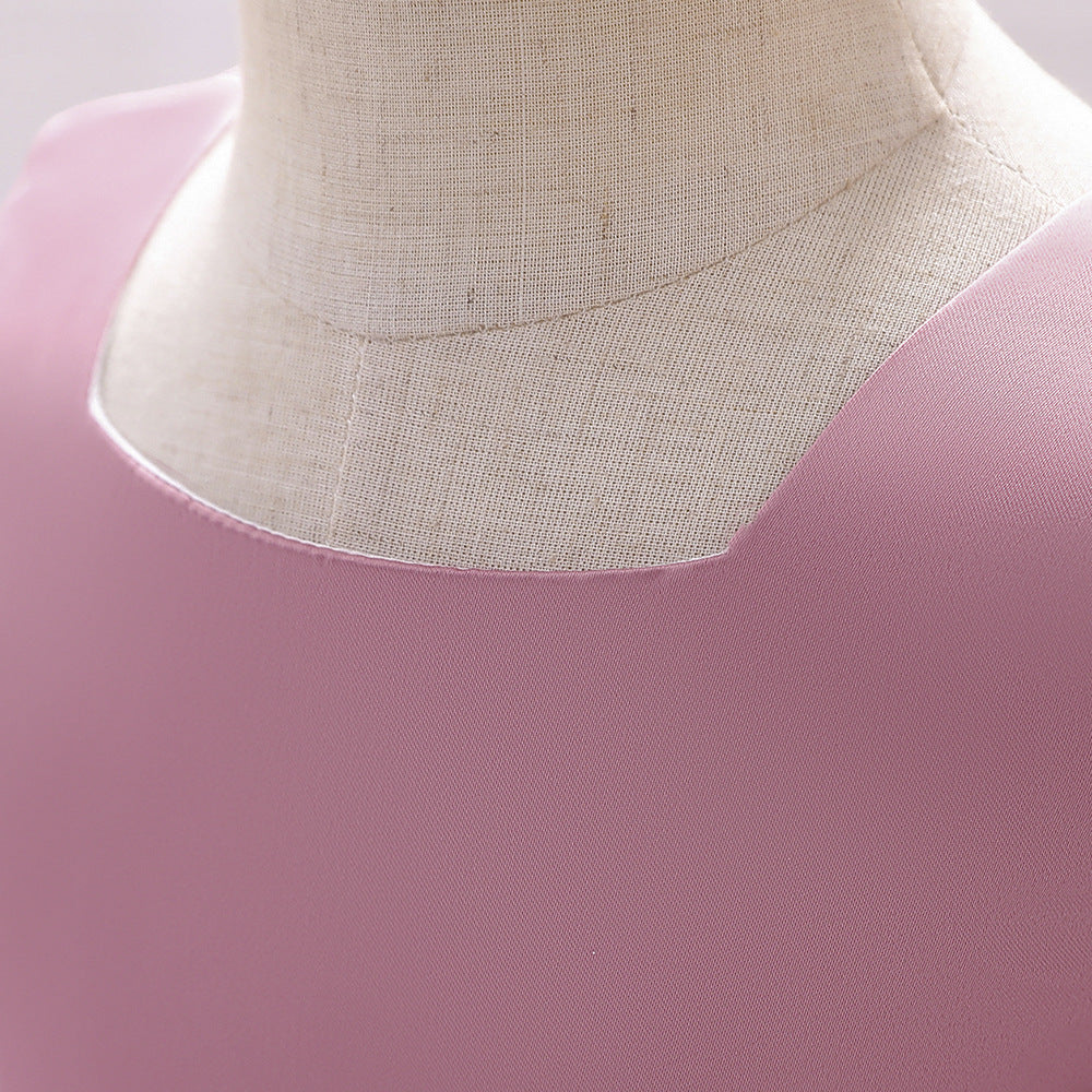 Baby Girl Solid Color Bow Patched Design Sleeveless Western Style Satin Dress, MyKids-USA®, Baby & Toddler Dresses, MyKids-USA / Baby Girl Solid Color Bow Patched Design Sleeveless Western Style Satin Dress MyKids USA