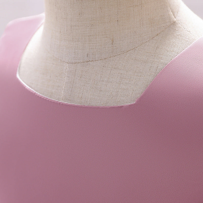 Baby Girl Solid Color Bow Patched Design Sleeveless Western Style Satin Dress, MyKids-USA®, Baby & Toddler Dresses, MyKids-USA / Baby Girl Solid Color Bow Patched Design Sleeveless Western Style Satin Dress MyKids USA