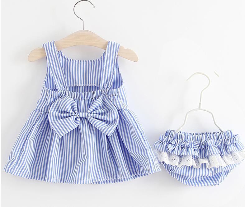 Baby Girl Striped Pattern Dress Combo Short Pants In Sets, MyKids-USA®, Baby & Toddler Outfits, MyKids-USA / Baby Girl Striped Dress with Shorts Set MyKids-USA