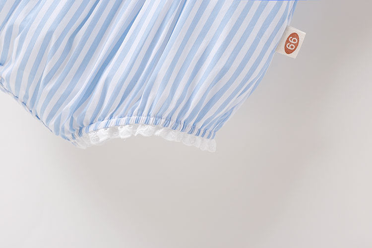 Baby Girl Stripped Pattern Ruffles Collar Onesie, MyKids-USA®, Baby & Toddler Outfits, MyKids-USA/ Baby Girl Striped Pattern Onesie with Ruffle Collar MyKids USA