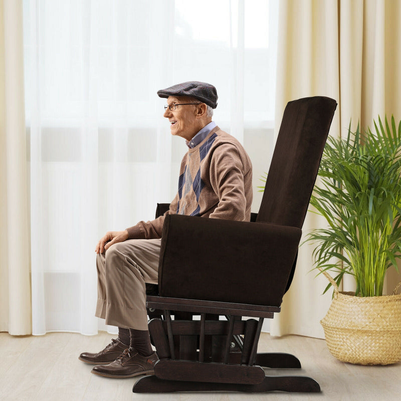 Baby Nursery Rocker Glider and Ottoman Cushion Set – Brown