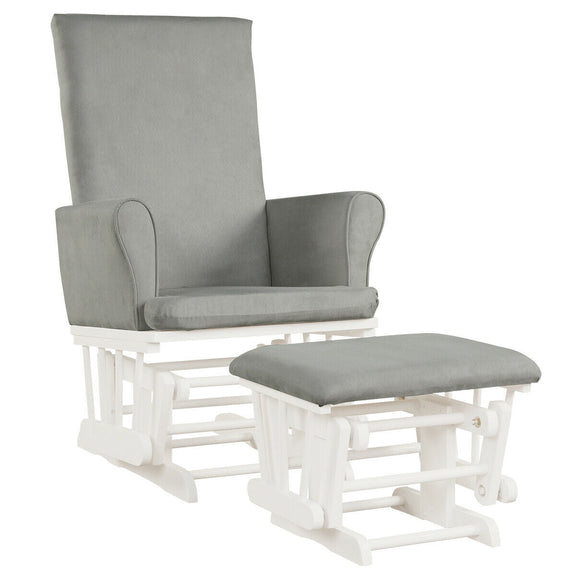 Baby Nursery Rocker Glider and Ottoman Cushion Set – Gray