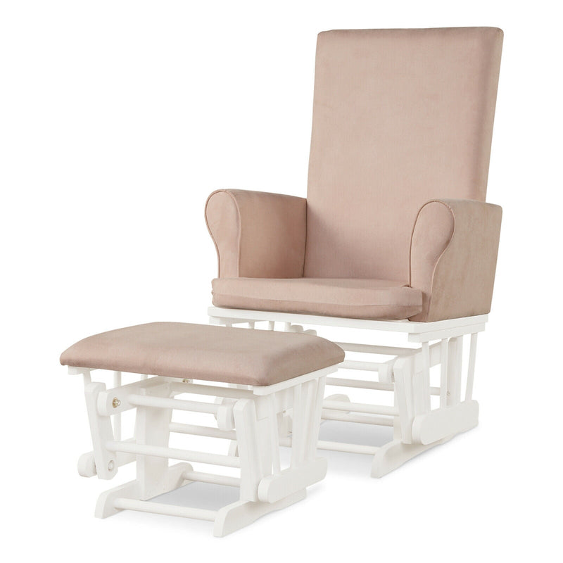 Baby Nursery Rocker Glider and Ottoman Cushion Set – Pink