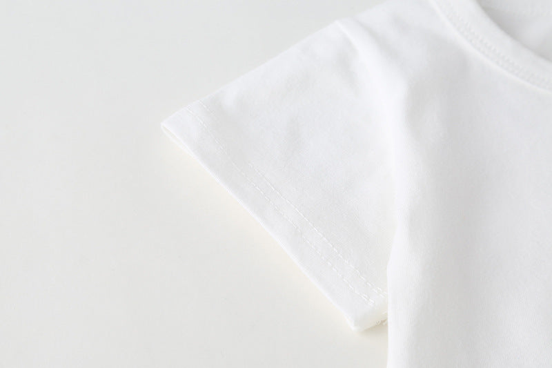 Baby Kids Puppy Print Pattern Short Sleeves With Straps Onesies In Set With Hat Of Puppy Shape, MyKids-USA®, Baby & Toddler Outerwear, MyKids-USA / Baby Puppy Print Short Sleeve Onesie with Straps & Puppy Hat Set MyKids-USA