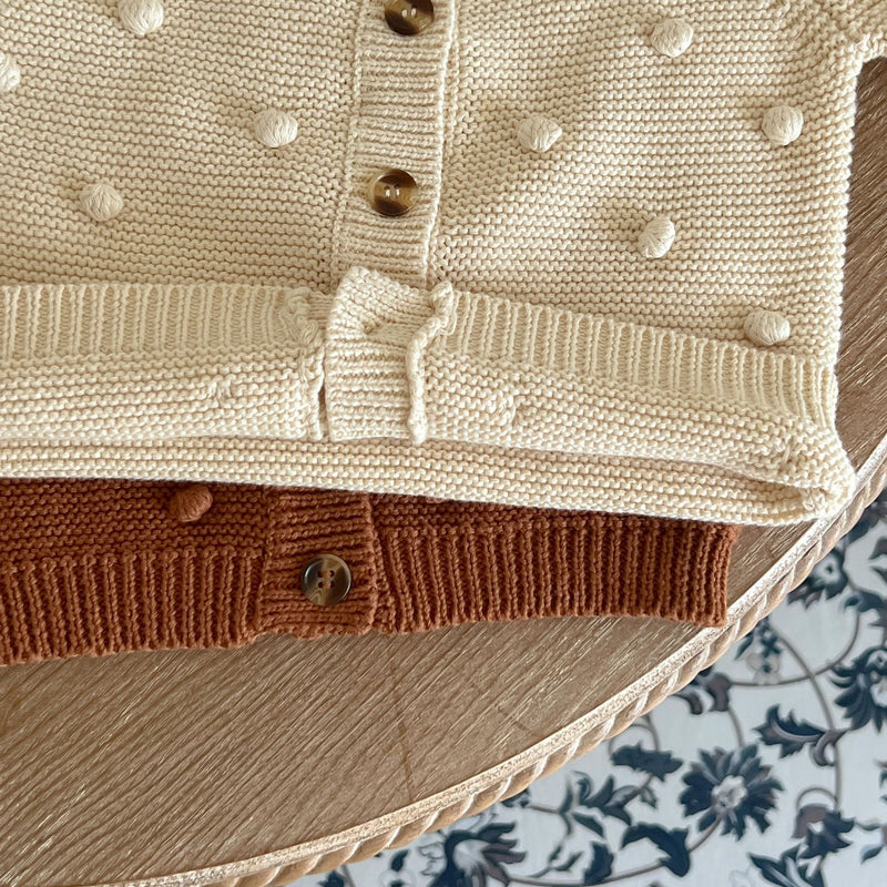 Baby Solid Color Fur-Ball Patched Design Cardigan, MyKids-USA®, Baby & Toddler Outerwear, MyKids-USA / Baby Solid Color Fur-Ball Patched Design Cardigan MyKids USA