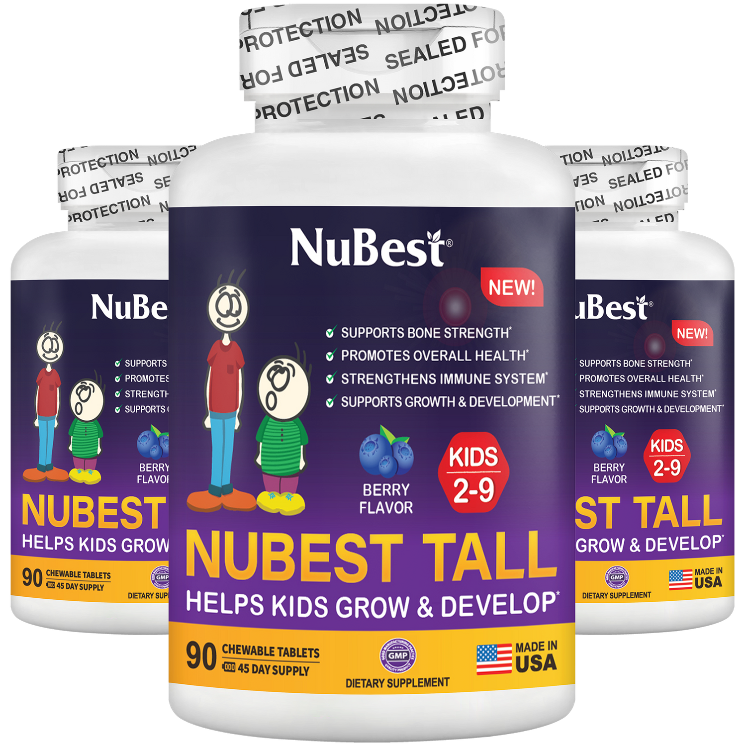 Berry 90 Chewables for Growth Support – Kids Ages 2–9 by NuBest Nutrition