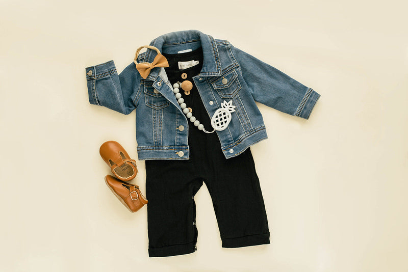 Black Linen Baby Romper – Non-Toxic, Stylish Comfort by Babe Basics