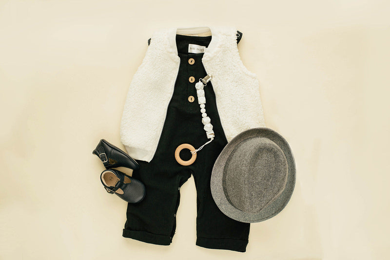 Black Linen Baby Romper – Non-Toxic, Stylish Comfort by Babe Basics