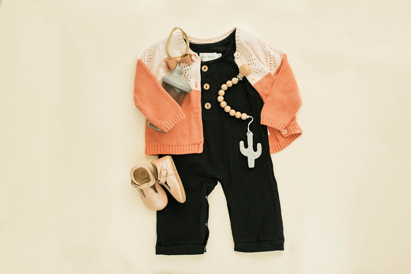 Black Linen Baby Romper – Non-Toxic, Stylish Comfort by Babe Basics