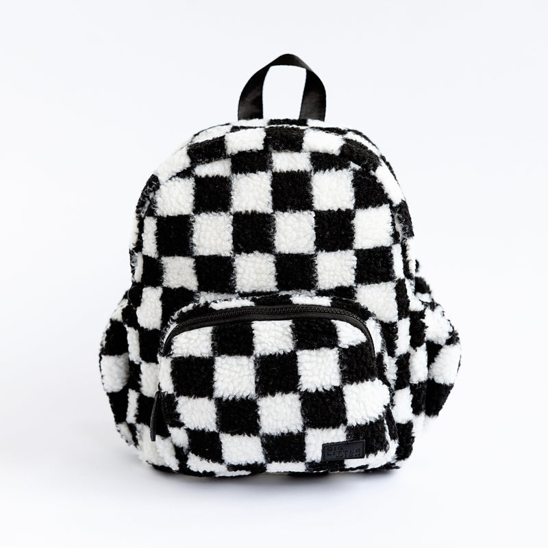 Black & White Sherpa Kids Backpack | Toddler School Bag by Big Little Wish