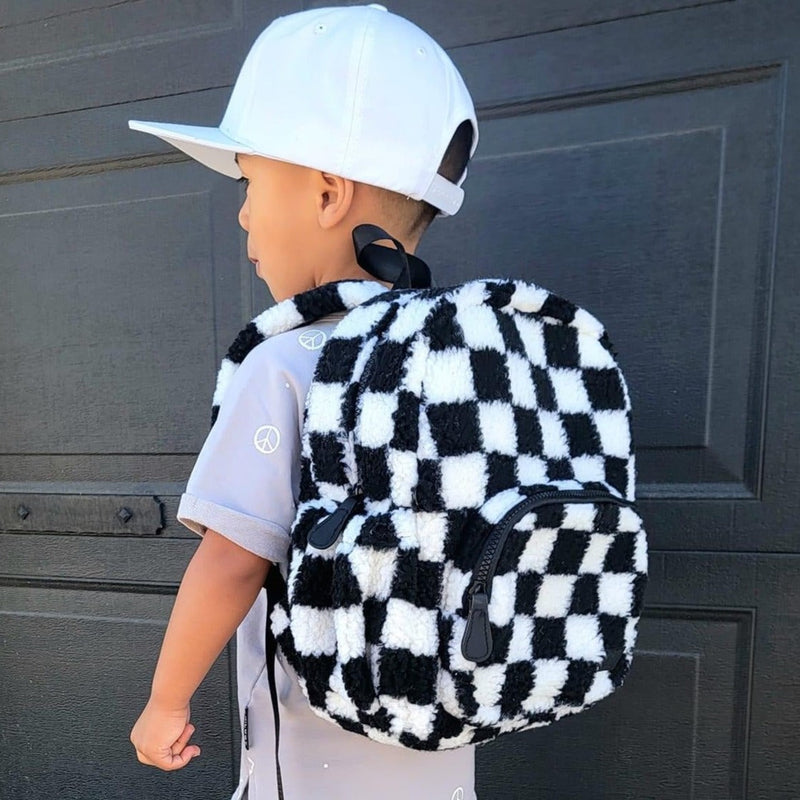 Black & White Sherpa Kids Backpack | Toddler School Bag by Big Little Wish