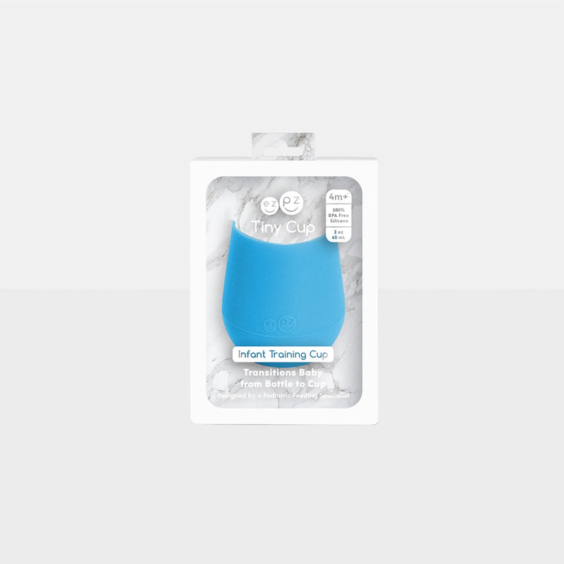 The Tiny Cup in Blue by ezpz / Open-Top, Silicone Drinking Cup for Babies #color_blue