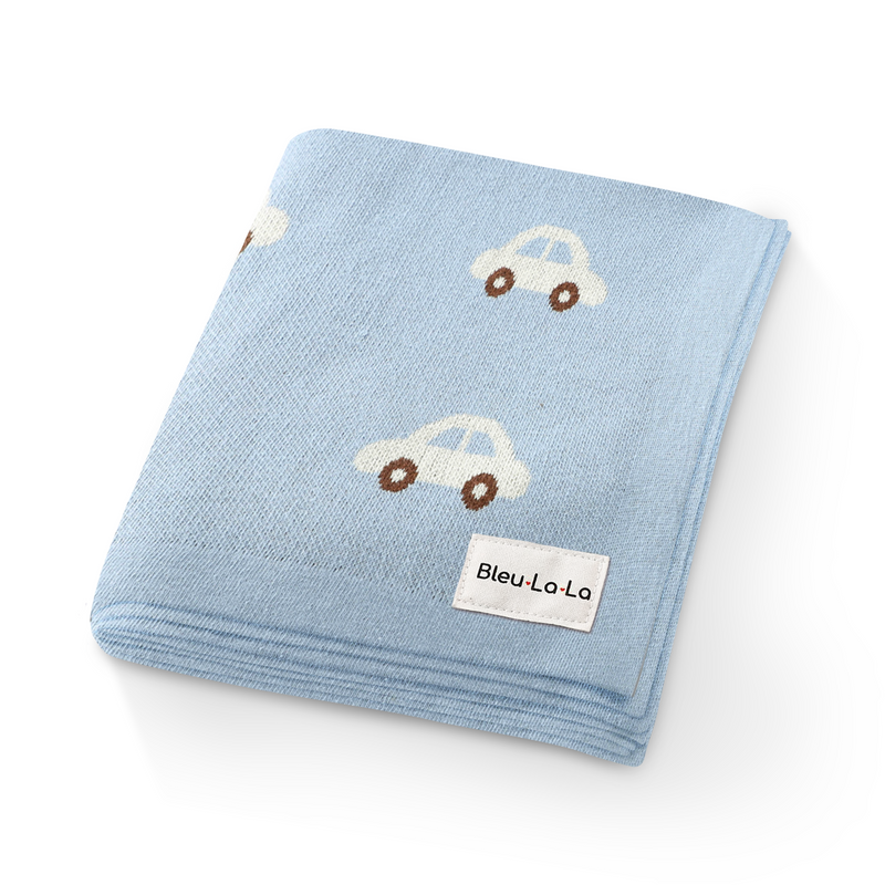 Cozy Cotton Knit Car Swaddle Blanket for Babies – by Bleu La La