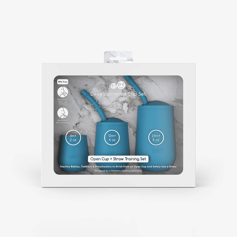 Blue Developmental Cup Set – Smart Sips for Growing Kids by ezpz