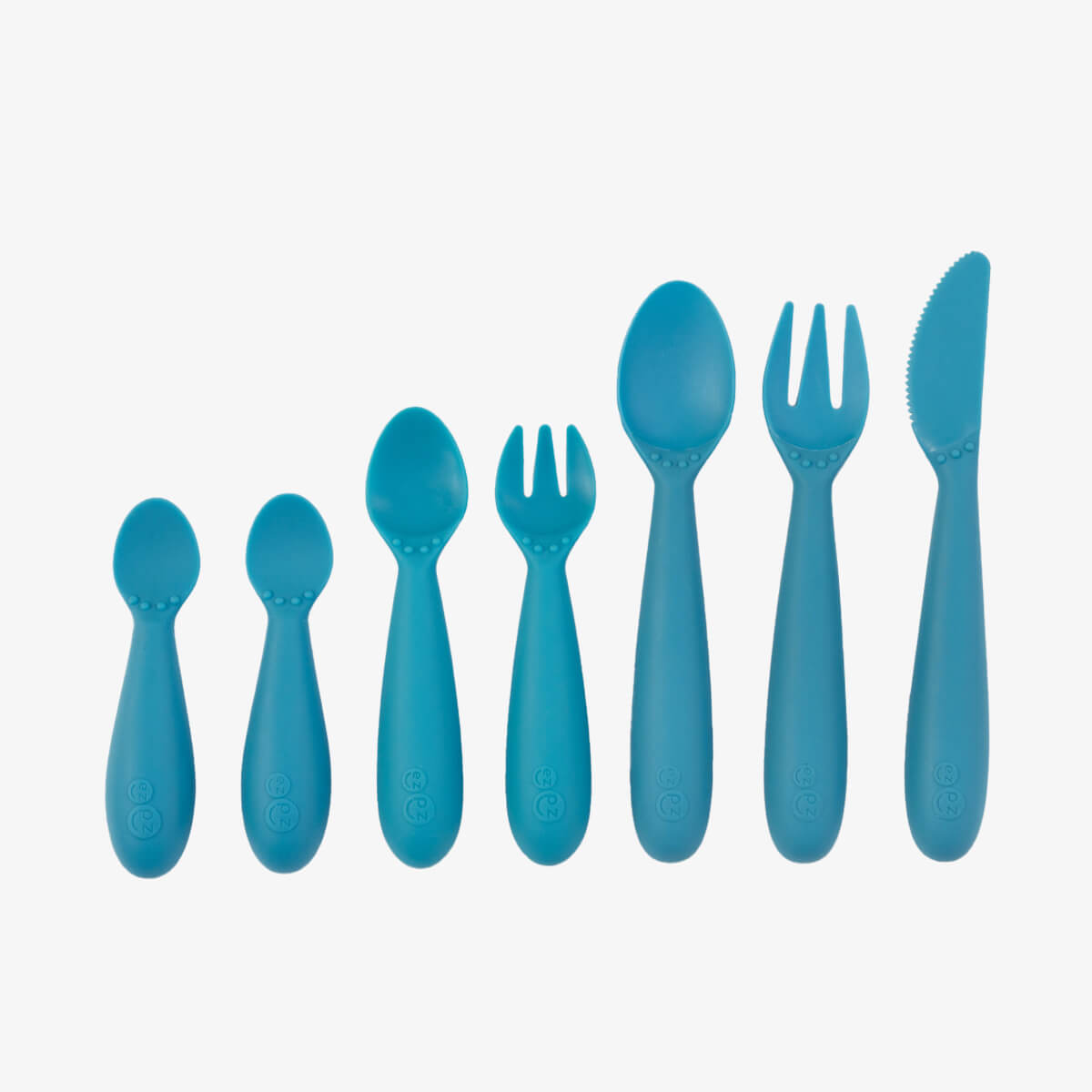 Blue Developmental Utensil Set – Smart Baby Self-Feeding Tools by ezpz