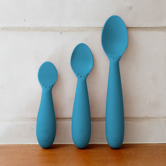 Blue Developmental Utensil Set – Smart Baby Self-Feeding Tools by ezpz