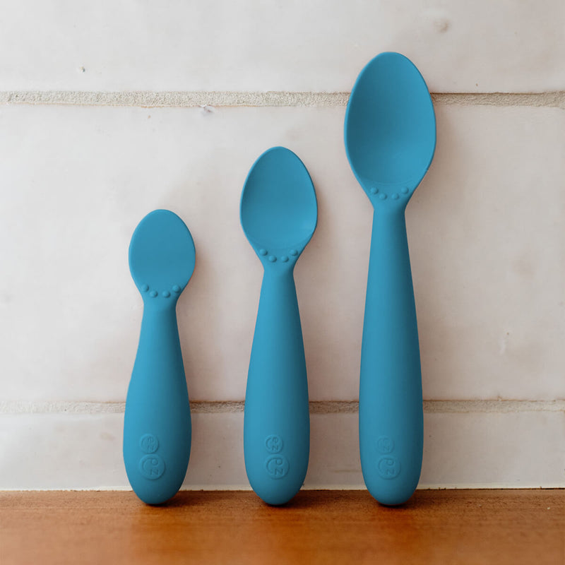 Blue Developmental Utensil Set – Smart Baby Self-Feeding Tools by ezpz