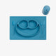 ezpz Happy Feeding Set in Blue / Silicone, Self-Suctioning Plate, Silicone Cup and Straw, Training Utensils for Toddlers #color_blue