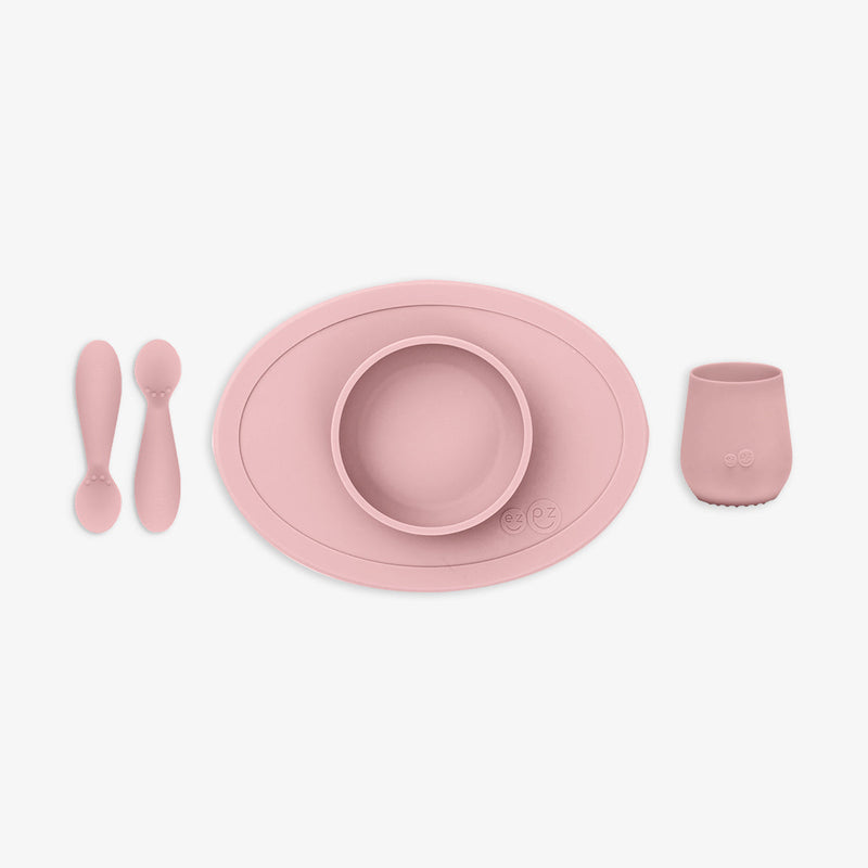 First Foods Set in Blush by ezpz / The Original All-In-One Silicone Plates & Placemats that Stick to the Table#color_blush
