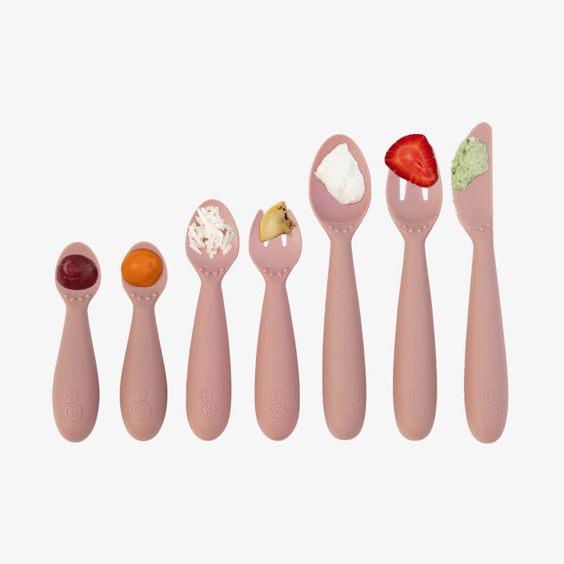 Blush Developmental Utensil Set – Smart Baby Self-Feeding Tools by ezpz